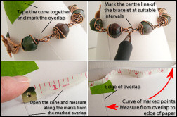 Illustration of how to measure a bracelet to get the 'fit' size.  Please click for a larger view