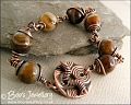 Coffee lace agate and copper toggle bracelet