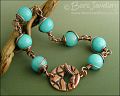 Aqua jade and copper toggle bracelet