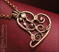 Filigree heart pendant with Champagne CZ stone