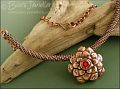 Copper flower and rope necklace with  large set CZ stone