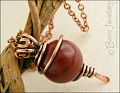 Rainbow Jasper and antiqued copper spiral wrapped pendant