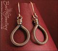 Coiled antiqued copper teardrop loop earrings