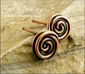 Rosebud knot antiqued copper stud or post earrings 