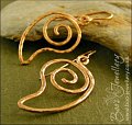 Open leaf spiral hammered and polished bronze earrings