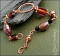 Polished copper and handmade glass bead bracelet