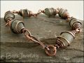 Antiqued copper and sesame jasper spiral wrapped bracelet