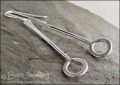 Long drop Sterling silver hammered circle earrings