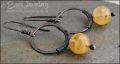 Gunmetal copper hoop earrings wire wrapped with citrine