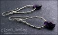 Amethyst teardrop loop earrings in liquid silver