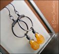Oxidised copper loop earrings with honey opal briolettes
