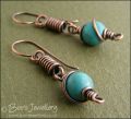 Coiled link earrings with turquoise magnesite