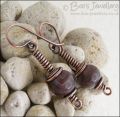 Botswana Agate long drop spiral wrapped earrings