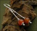 Carnelian long drop Sterling silver earrings
