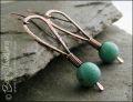 Antiqued copper and turquoise hammered loop earrings