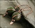Antiqued copper and green jasper earrings