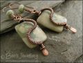 Copper spiralled Peace Jade pillow earrings