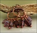 RESERVED - Copper hoop and mauve glass earrings