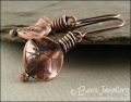 Antiqued copper flower textured button bead earrings