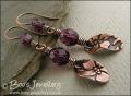 Amethyst coloured crystal and flower charm earrings