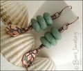 Copper teardrop charm and polymer clay pebble earrings