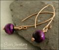 Bronze and purple Tiger Eye curved earwire earrings