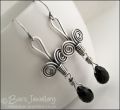 Sterling silver Egyptian coil and Rainbow Obsidian earrings