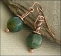 Indian fancy jasper and copper wire wrapped earrings