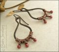 Copper teardrop loop earrings with rosy buds