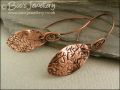 Crackle textured antiqued copper oval earrings