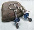 Blue faceted glass and silver earrings