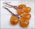 Honey opal and copper cluster earrings