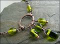 Antiqued copper and green glass bead necklace set