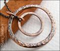 Hammered and antiqued copper concentric circles pendant with chain