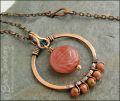 Carnelian and unakite copper circle pendant on chain