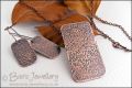Antiqued copper pendant and earring set - hand textured