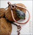 Green jade and antiqued copper teardrop pendant