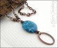 Turquoise veined jasper and copper oval necklace