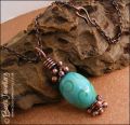 Turquoise and green glass and copper pendant
