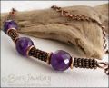 Antiqued copper spiralled rope and amethyst necklace