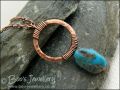 Antiqued copper pendant with turquoise nugget - oops price!