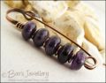 Amethyst rondelle antiqued copper kilt pin