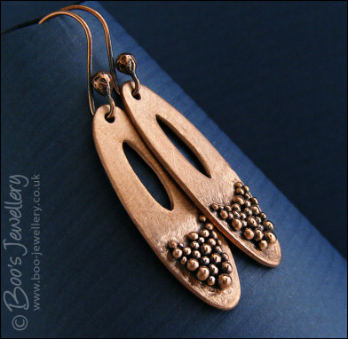 Long oval earrings festooned with tiny balls - RESERVED
