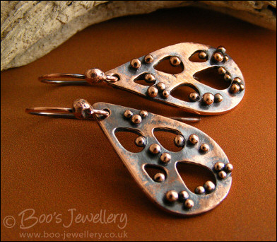 Teardrops and raindrops copper earrings