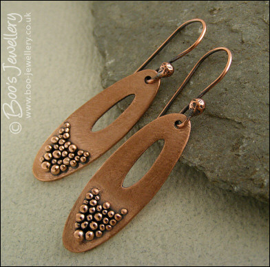 Long oval earrings festooned with tiny balls - RESERVED