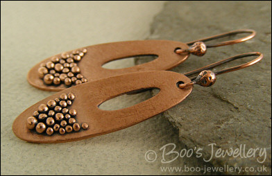 Long oval earrings festooned with tiny balls - RESERVED