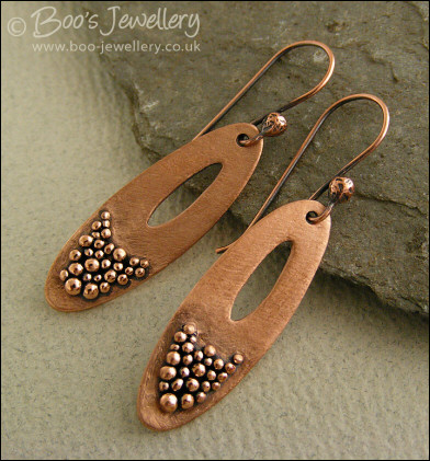 Long oval earrings festooned with tiny balls - RESERVED