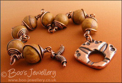 Mustard jasper antiqued copper toggle bracelet