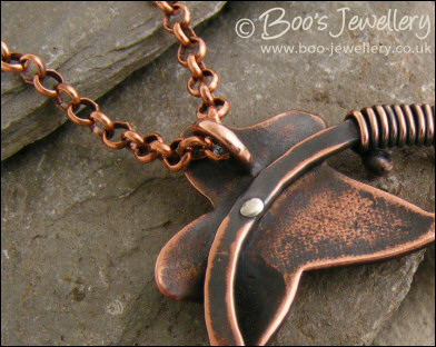 Copper and bronze ivy leaf pendant