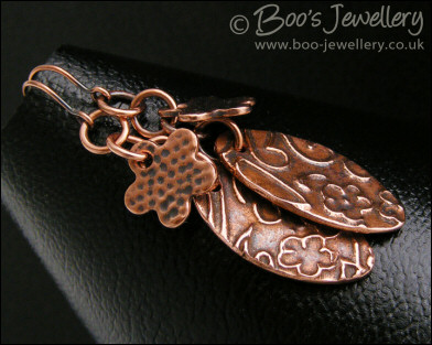 Flower themed charm and chain earrings